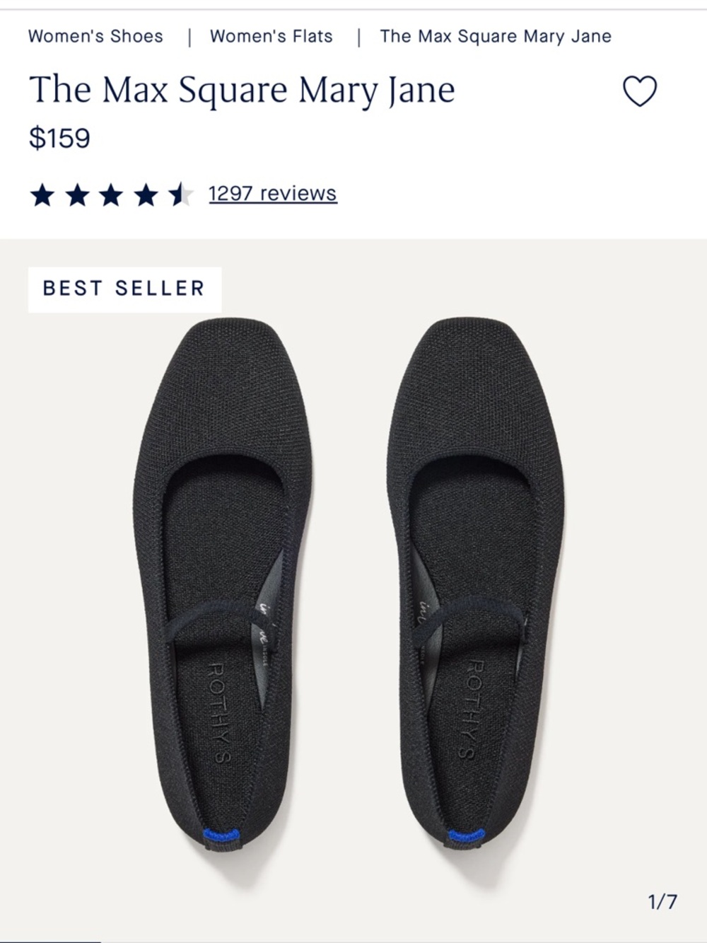 Rothy's Square Mary Jane Ballet Flat - Black